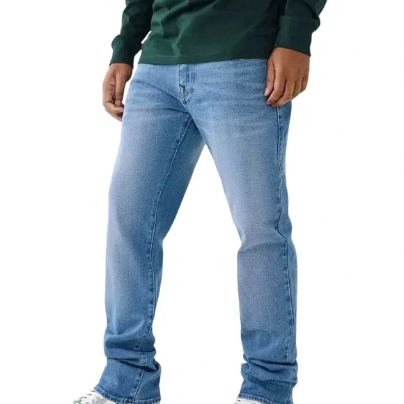 True Religion Men’s Ricky Big T Flap Jeans 36x33 Blue Maze Relaxed Straight NWT - Picture 3 of 8